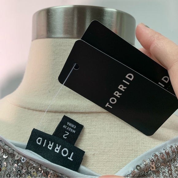 Torrid NWT Sequin Deep V-Neck Long Sleeve Blouse size 2 18-20 festival party y2k - Picture 7 of 16